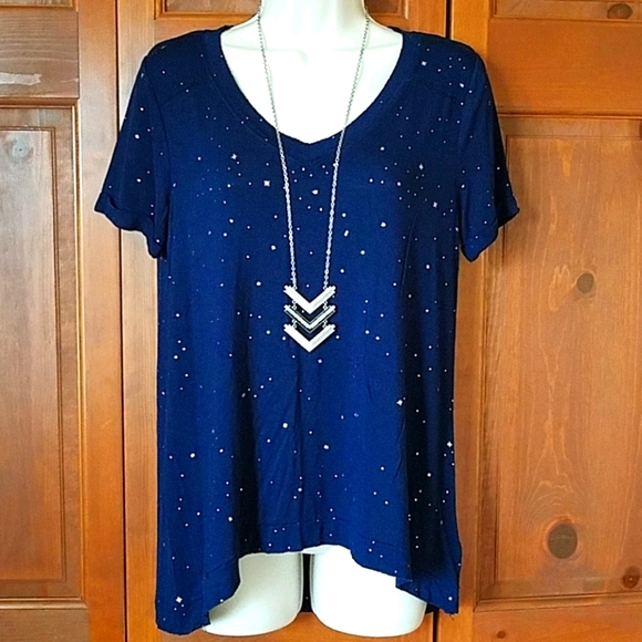 Rock & Republic Tops - 💕 Rock & Republic Navy Blue & Silver Tee/Tunic 💕